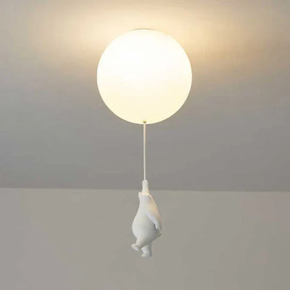 Kids Ceiling Light Nursery Bear Balloon Pendant LED Lamp Bedroom Playroom Decor Warm White Glow Animal Theme Hanging Fixture