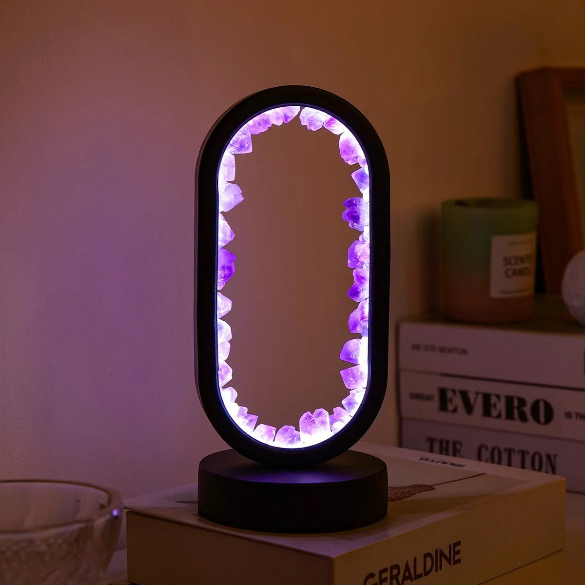 Amethyst Crystal Accent Lamp 8 Inch Purple Glow for Nightstands Meditation Rooms Yoga Spaces Handcrafted Gemstone Light E14 Socket 10W Max B