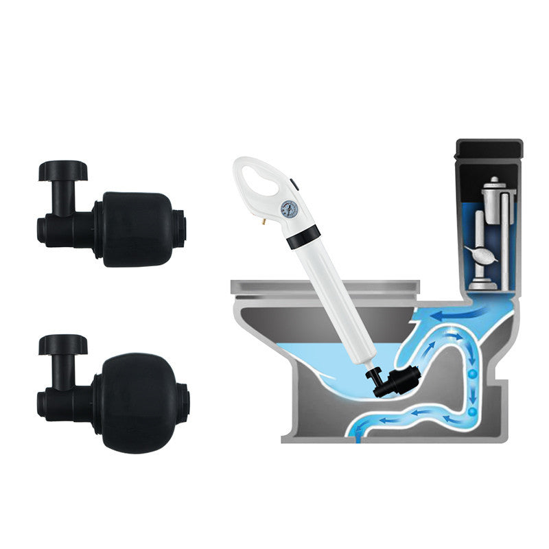 Pneumatic Drain Blaster Tool Kit for Sinks Toilets Tubs | Professional Pressure Pump Clog Remover System with 3 Nozzles | Unclogs Drains