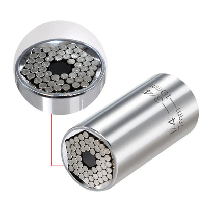 Multi-Purpose Adjustable Socket Grip Tool with Self-Conforming Pins for Nuts, Bolts & Fasteners in Any Size or Shape
