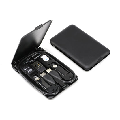 Multi-Device Charging Cable Kit with Type-C, Lightning, Micro-USB & USB-A Adapters – Slim Wallet Case, Built-In Phone Stand for Travel, Work