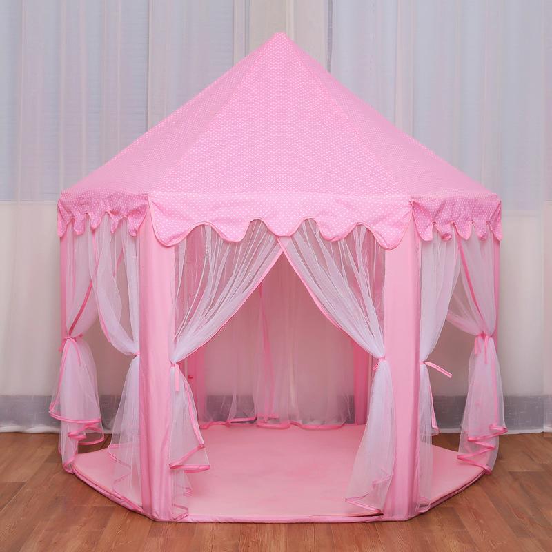 Kids Pop-Up Play Tent Castle Playhouse for Indoor Outdoor Pretend Play Girls Boys Garden Backyard Hideaway with Floor Mat 55 Inches