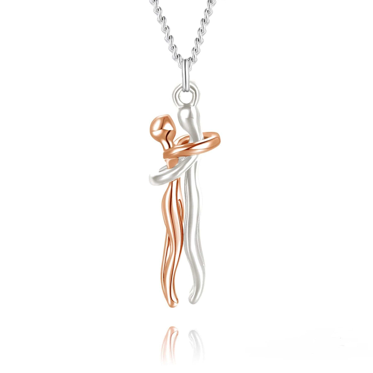 Embrace Pendant Necklace for Couples in Gold Rose Gold Silver Black | Adjustable Chain | Romantic Anniversary Gift
