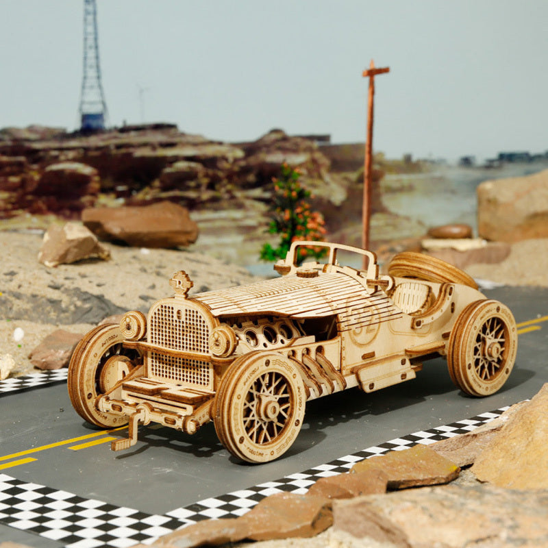 3D Timber Assembly Kit Interlocking Brain Teaser for Adults Desktop Display Model Collectible Hobbyist Project Vehicle Locomotive Automobile