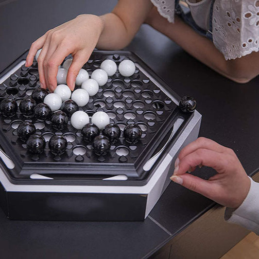 Two-Player Abstract Board Game with Marble Pieces for Family Strategy Fun