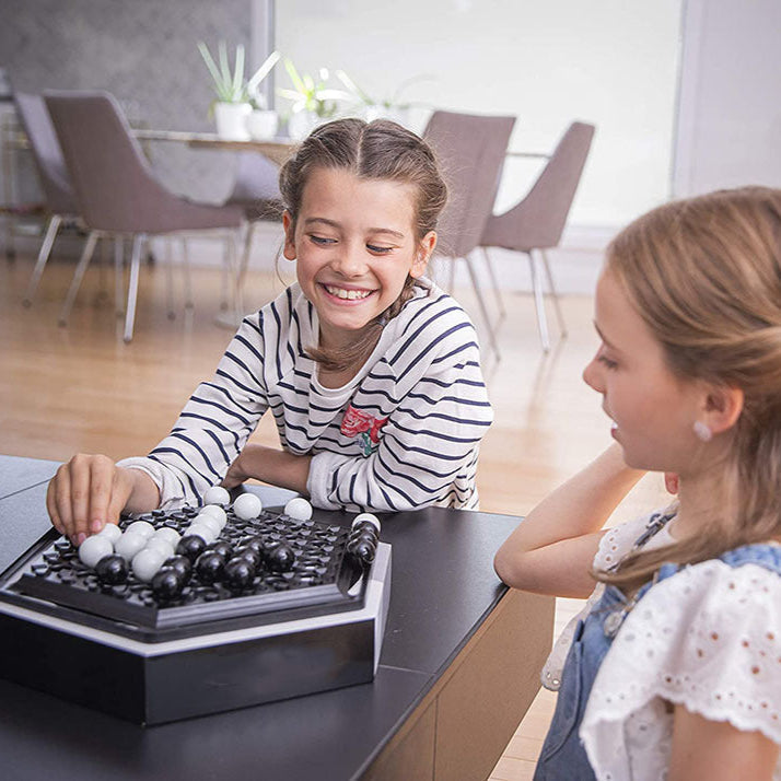 Two-Player Abstract Board Game with Marble Pieces for Family Strategy Fun