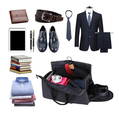 Convertible Garment Duffel Bag with Shoe Compartment for Business Travel, Weddings, Weekend Trips, Wrinkle-Free Suit Storage, Hanging Clothe