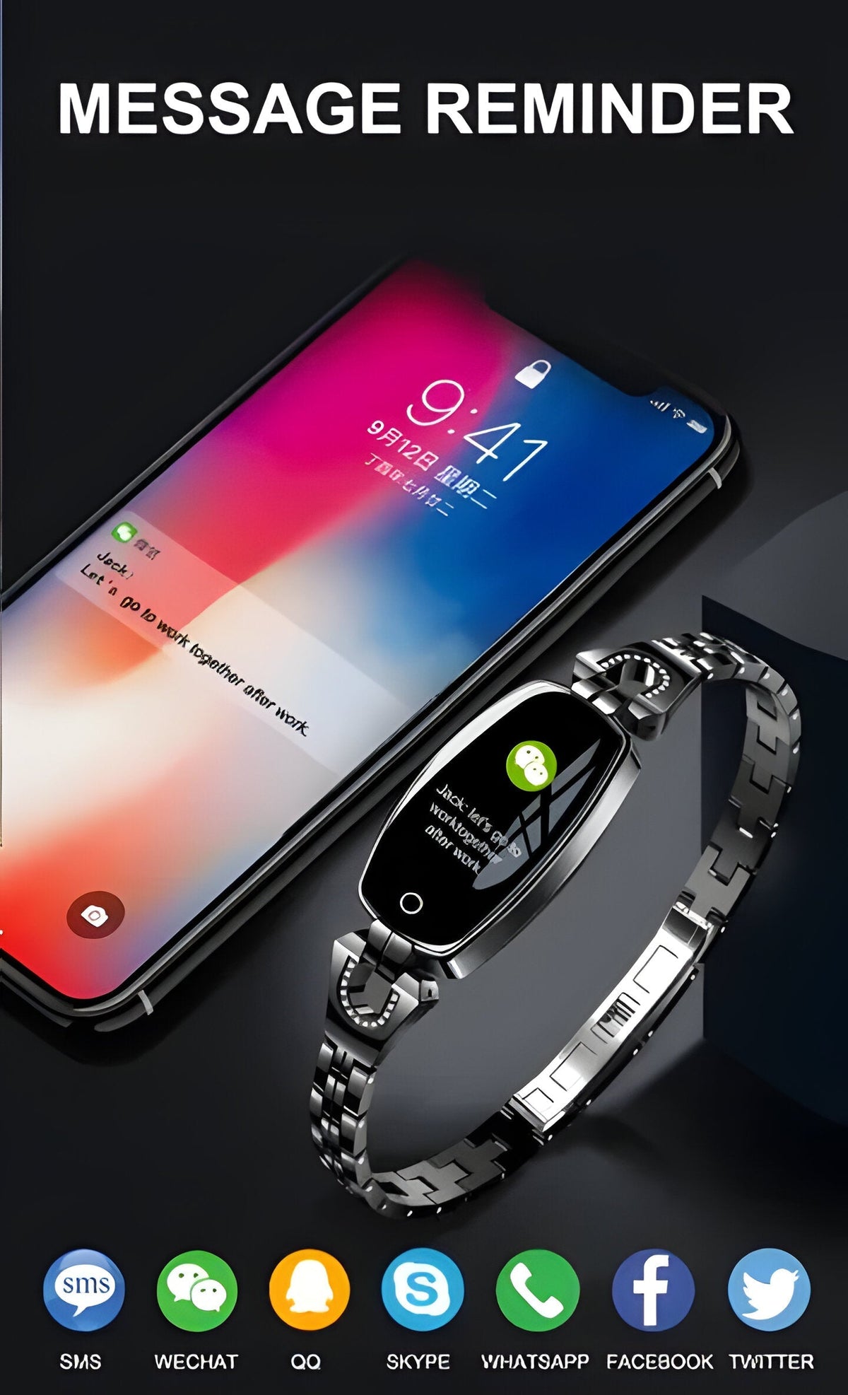 Women's Activity Tracker Bracelet with Heart Rate & Sleep Monitor, Waterproof Wearable Wellness Band with Jewelry Chain Design for iPhone &