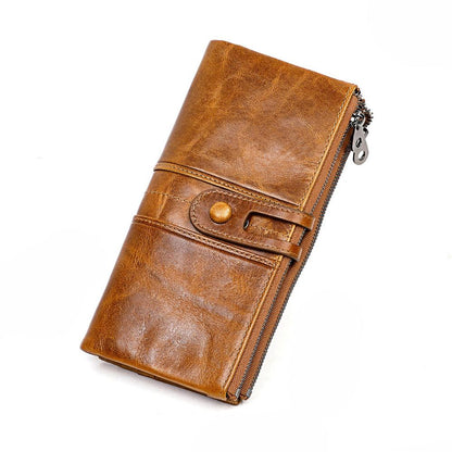 Slim Leather Wallet for Women with Zipper Coin Pocket & Multiple Card Slots | RFID Blocking Compact Bifold Organizer for Everyday Use