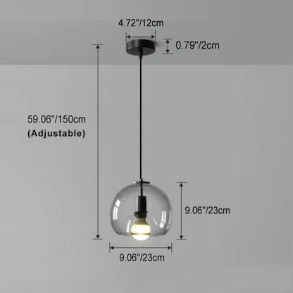 Adjustable Hanging Ceiling Light with Smoked Glass Shade 9 Inch for Dining Room Kitchen Bedroom Modern Dome Fixture Hardwired E26 Base