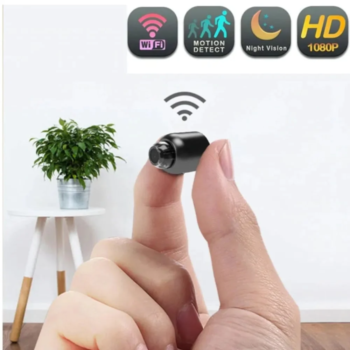 Compact HD Security Camera with Night Vision & Motion Alerts for Home, Office & Vehicle Monitoring