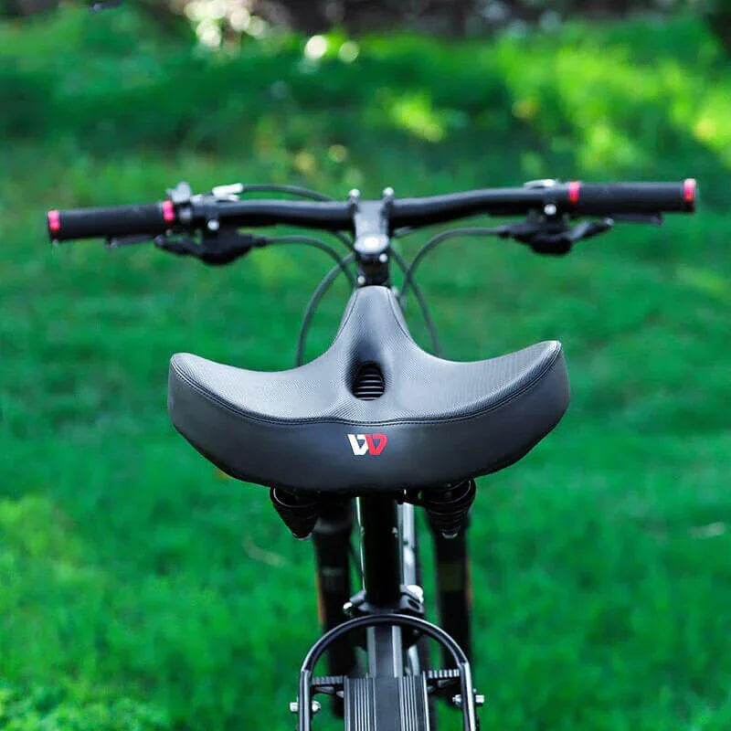 Wide Cushioned Bicycle Seat with Pressure Relief Cutout for Road & Mountain Bikes