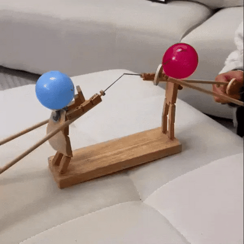 Marionnettes de combat en bois | Jeu de bataille de ballons fait main au design durable | Amusant pour les jeux compétitifs des enfants