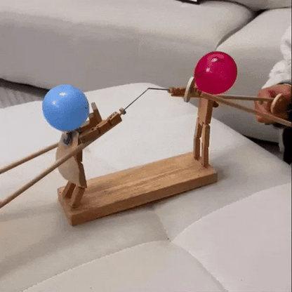 Marionnettes de combat en bois | Jeu de bataille de ballons fait main au design durable | Amusant pour les jeux compétitifs des enfants