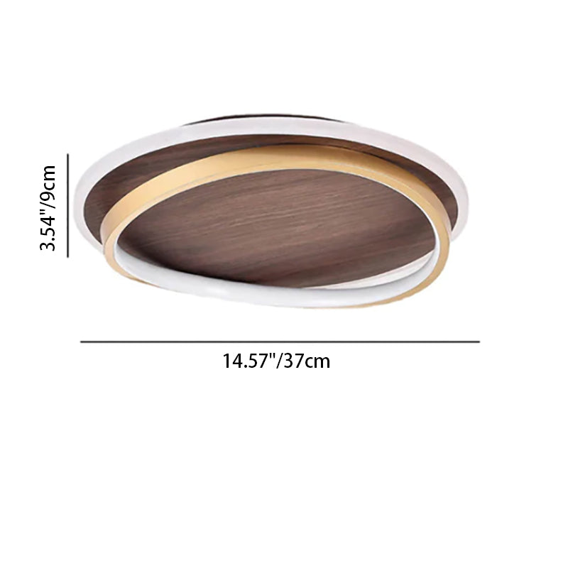 Scandinavian Wood Accent LED Ceiling Light Flush Mount Indoor • Modern Minimalist Design for Bedroom Living Room • Integrated High Lumen
