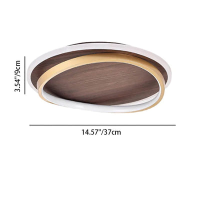 Scandinavian Wood Accent LED Ceiling Light Flush Mount Indoor • Modern Minimalist Design for Bedroom Living Room • Integrated High Lumen