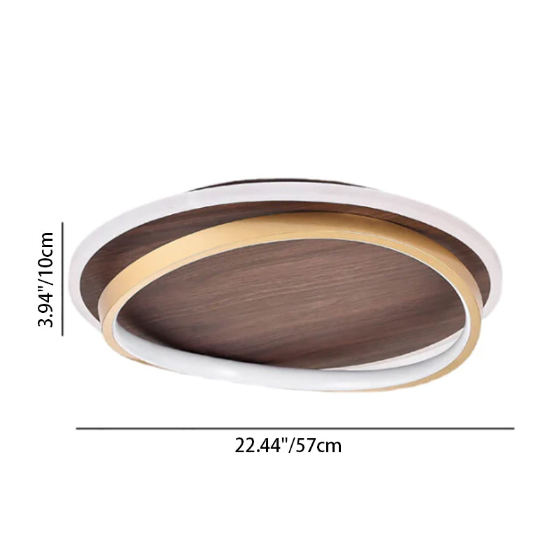 Scandinavian Wood Accent LED Ceiling Light Flush Mount Indoor • Modern Minimalist Design for Bedroom Living Room • Integrated High Lumen