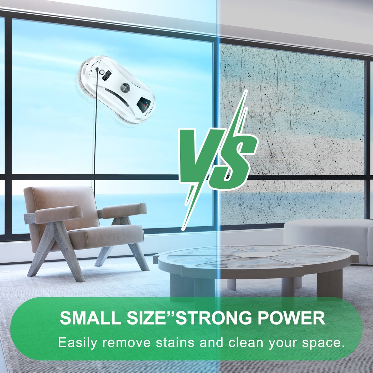Robotic Window Cleaner with Remote Control for Streak-Free Glass – Automatic Suction Cleaner for Windows, Mirrors & Doors