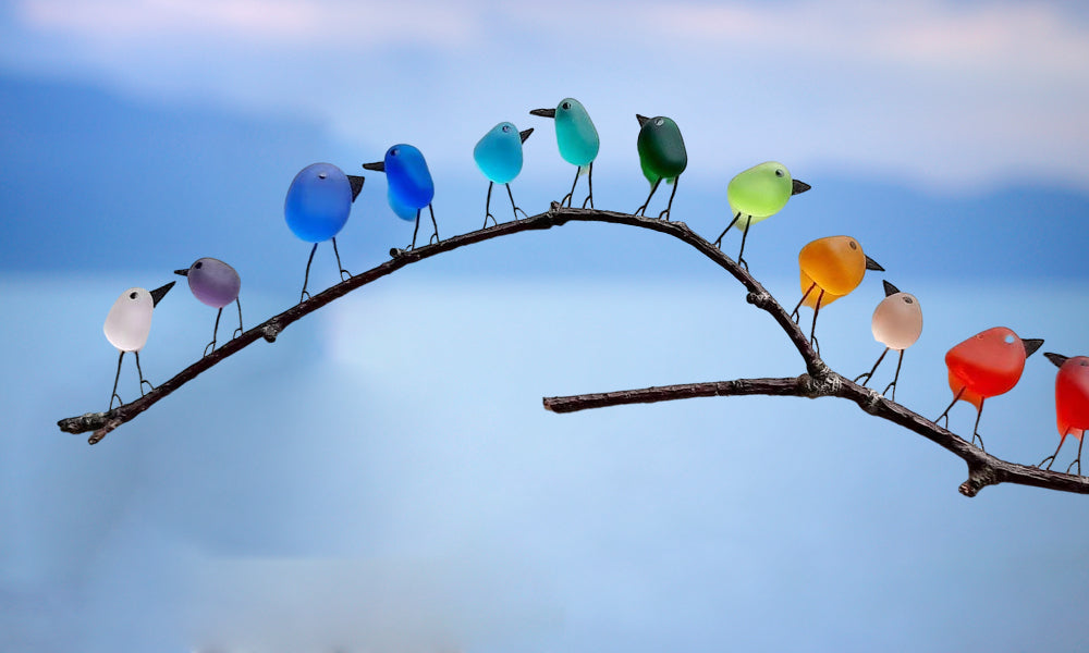 Vibrant Nature-Inspired Wall Art Featuring Recycled Glass Birds