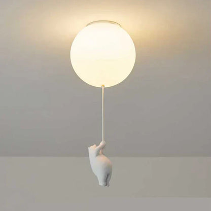 Kids Ceiling Light Nursery Bear Balloon Pendant LED Lamp Bedroom Playroom Decor Warm White Glow Animal Theme Hanging Fixture