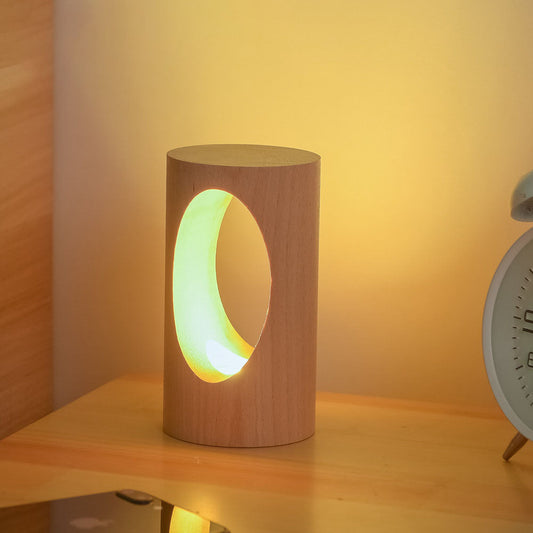 Lampe de bureau LED à colonne en bois avec port USB, lumière blanc chaud pour chambre et bureau, éclairage d'appoint moderne de style japonais