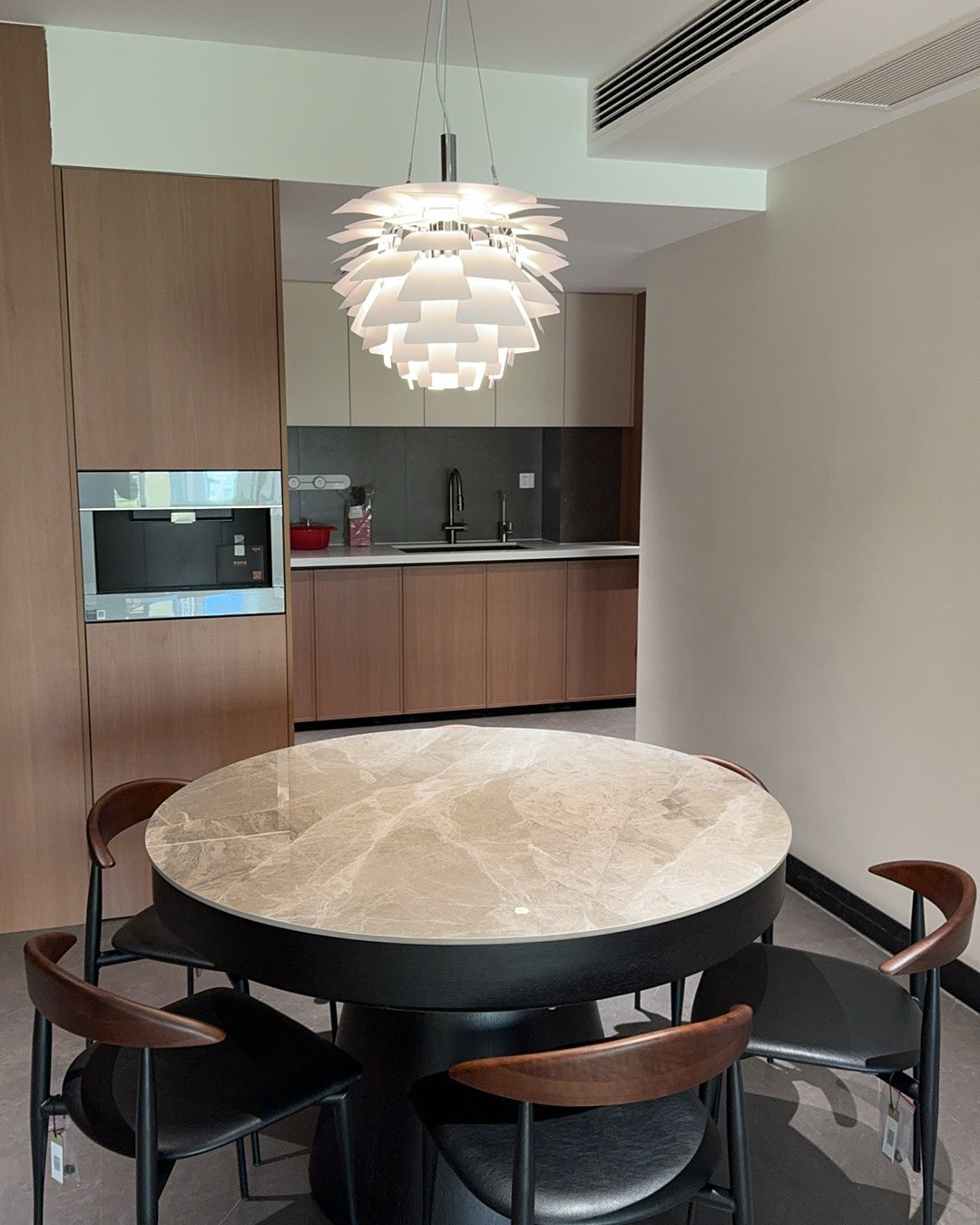 Layered Metal Fixture 19 in Wide Warm White E27 Socket Adjustable Height Kitchen Island Dining Room Cord Suspended Overhead Lighting Texture