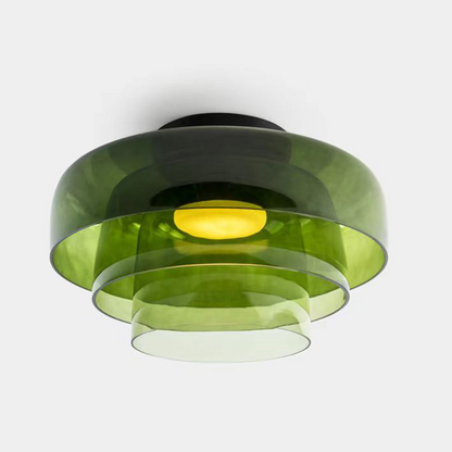 Layered Glass Ceiling Light Modern Multi-Tier Flush Mount Fixture with LED Hardwired for Kitchen Dining Room Bedroom Living Room