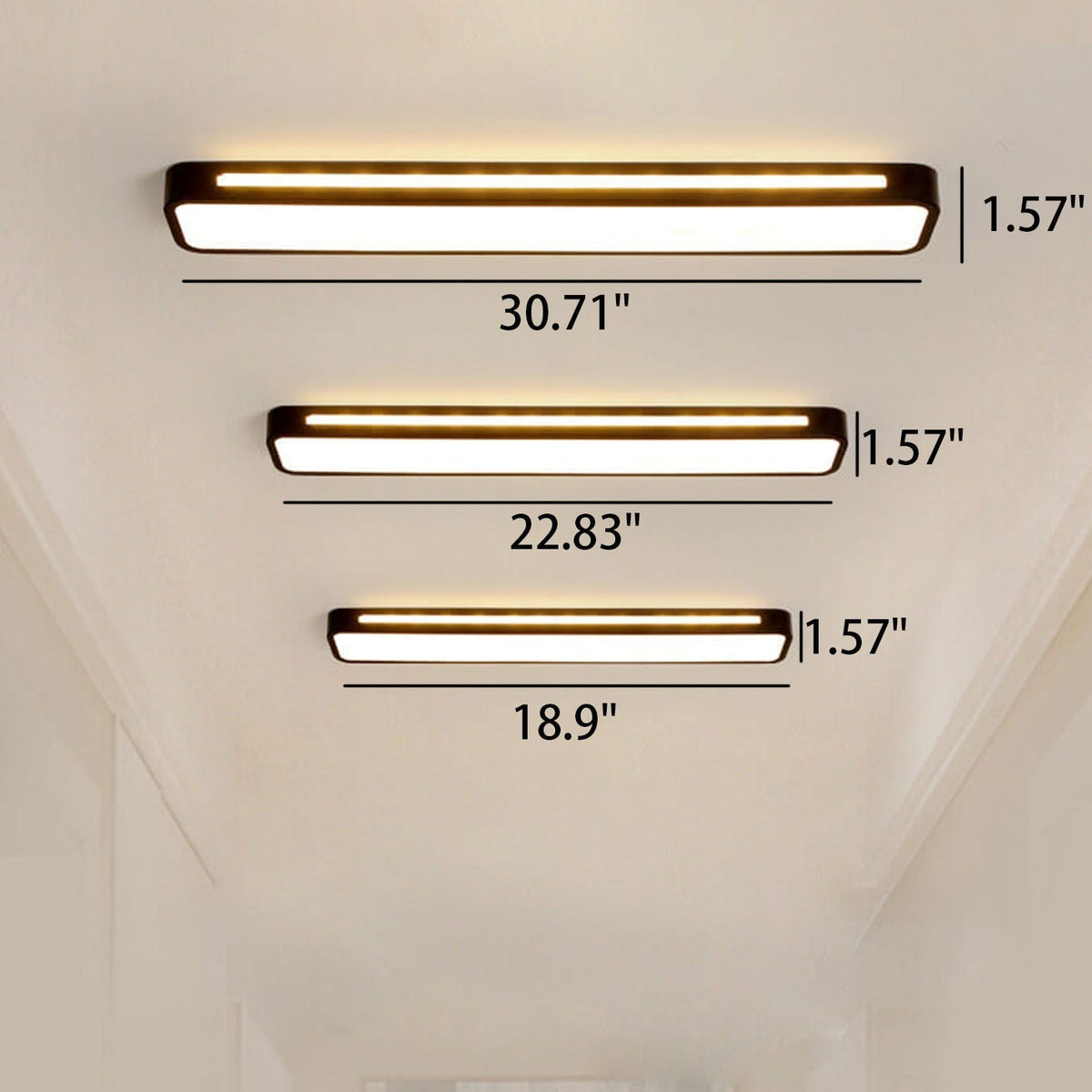 Sleek Rectangular LED Ceiling Light Fixture — Modern Acrylic Flush Mount for Bedroom, Hallway & Living Room