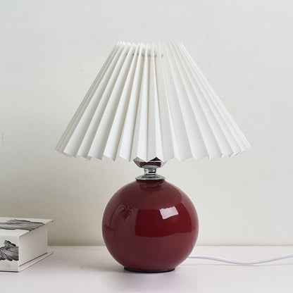 Ceramic Table Lamp with Fabric Shade – Modern Accent Lighting for Bedroom, Living Room & Home Office