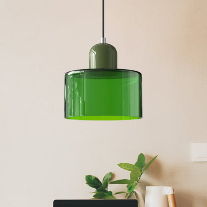 Glass Pendant Light Fixture with Adjustable Cord for Kitchen Island, Dining Room, and Living Room