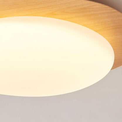 Oval Stone-Textured LED Ceiling Mount Light with Timber Finish for Bedrooms | Modern Hardwired Close-to-Ceiling Fixture for Living Rooms &