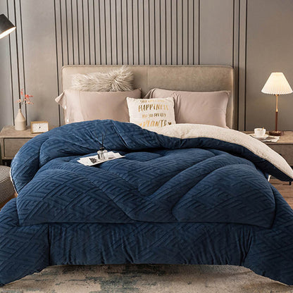 Sherpa Fleece Throw Blanket Quilted Winter Bedspread Soft Plush Heavyweight Comforter for Bed Couch Sofa Twin Full Queen King