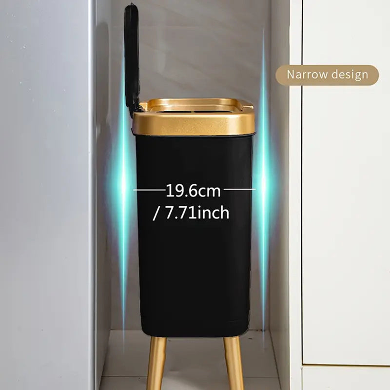 4-Gallon Pedestal Trash Can with Odor-Sealing Flip Lid – Slim Rectangular Waste Basket on Legs for Kitchen, Bathroom, Bedroom – Modern