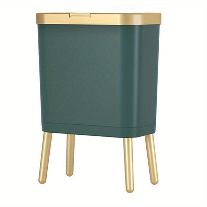 4-Gallon Pedestal Trash Can with Odor-Sealing Flip Lid – Slim Rectangular Waste Basket on Legs for Kitchen, Bathroom, Bedroom – Modern