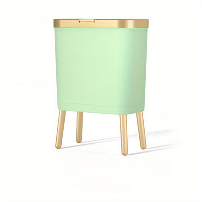 4-Gallon Pedestal Trash Can with Odor-Sealing Flip Lid – Slim Rectangular Waste Basket on Legs for Kitchen, Bathroom, Bedroom – Modern