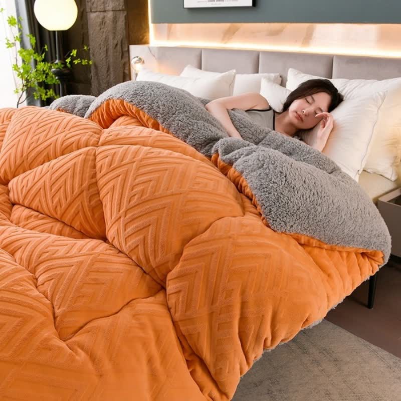 Sherpa Fleece Throw Blanket Quilted Winter Bedspread Soft Plush Heavyweight Comforter for Bed Couch Sofa Twin Full Queen King