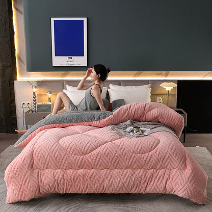 Sherpa Fleece Throw Blanket Quilted Winter Bedspread Soft Plush Heavyweight Comforter for Bed Couch Sofa Twin Full Queen King