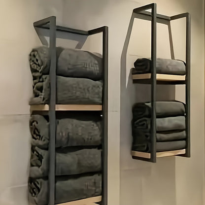 Wall-Mounted Dual-Tier Towel Rack Stainless Steel Storage Holder for Bathroom Bedroom Kitchen Organization