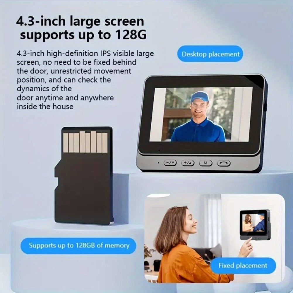 HD Camera Wireless Doorbell with 4.3 Inch Indoor Display