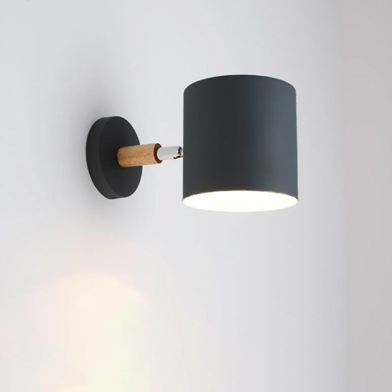 Swivel Arm Sconce Lamp E27 Socket 5 in Metal & Wood Pink Bedside Light for Bedroom Reading Nook Task Lighting Modern Minimalist Hallway