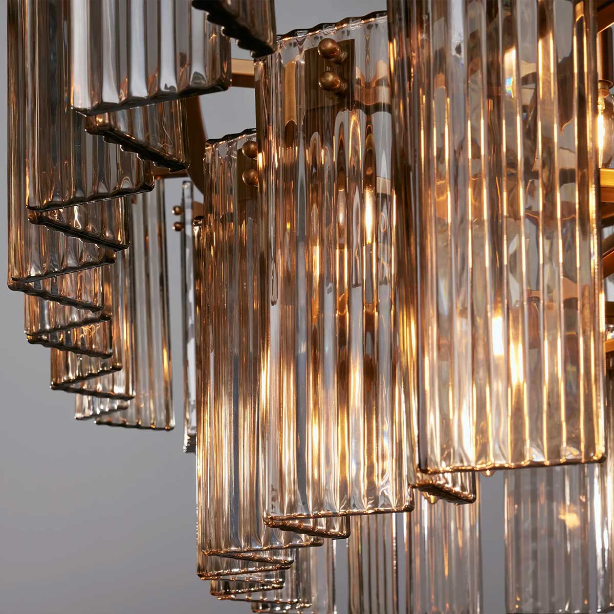 Oval Glass Panel Chandelier with Metal Frame 4-17 Lights Adjustable Height for Dining Room & Entryway