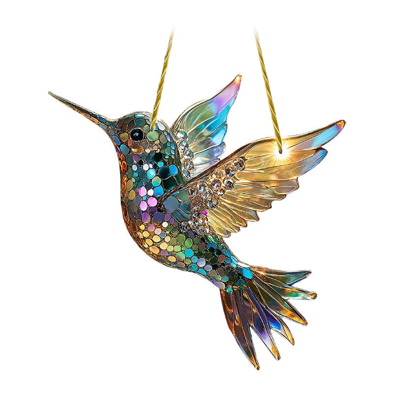 Acrylic Hummingbird Window Suncatcher Panel – Hanging Stained Glass Garden Ornament for Windows, Porch, Yard Decoration – Bird Lover Gift