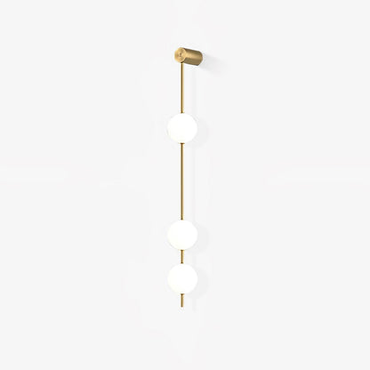Vertical Multi-Globe LED Wall Sconce Brass Finish Adjustable Height Indoor Hallway Staircase Entry Lighting Modern Metal Glass Fixture 3-6 L