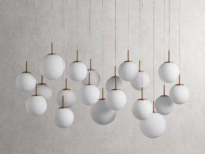 Modern Hanging Linear Chandelier with Hand-Blown Glass Globes & LED Lights for Dining Room & Kitchen Island