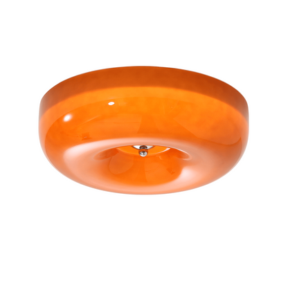Round Glass Flush Mount LED Light Fixture – Adjustable 3000K/4000K/6000K Integrated Overhead Lighting for Bedrooms, Hallways & Low-Ceiling L