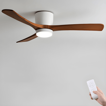 Sycamore Wood Ceiling Fan with LED Light – Whisper-Quiet 6-Speed DC Motor, Reversible Airflow, Remote Control, 42/48/52 Inch