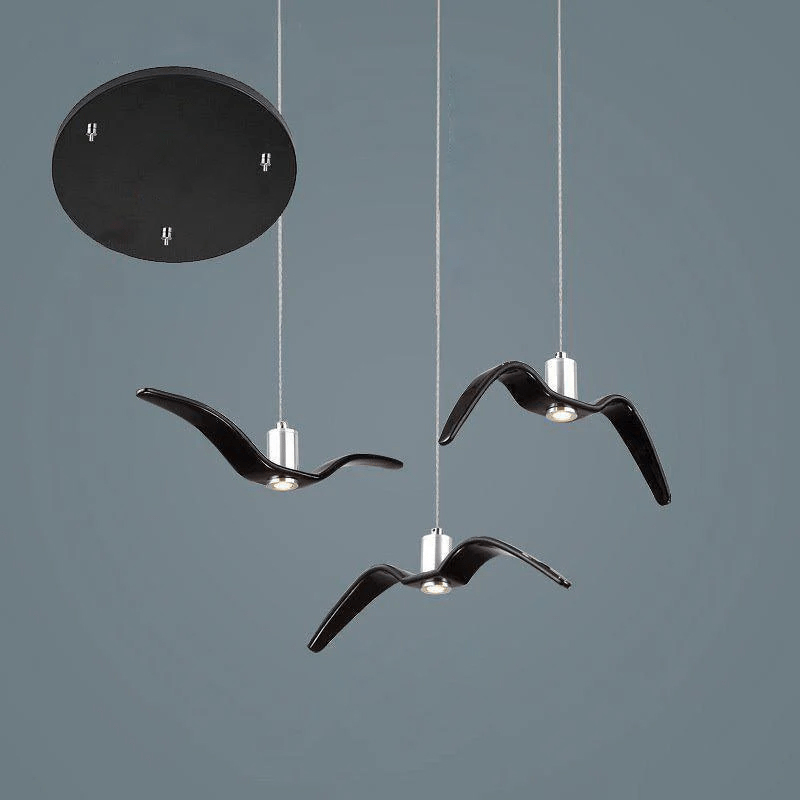 Suspension sculpturale en forme d'oiseau avec éclairage LED à hauteur réglable, filaire, pour îlots de cuisine, tables de salle à manger et espaces de vie, en blanc ou