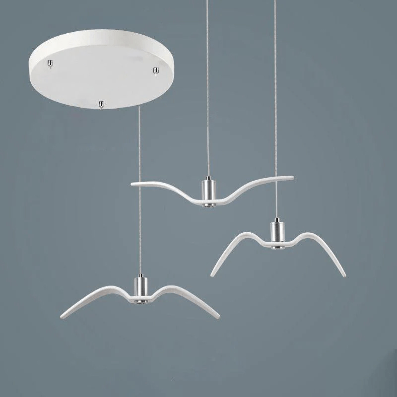 Suspension sculpturale en forme d'oiseau avec éclairage LED à hauteur réglable, filaire, pour îlots de cuisine, tables de salle à manger et espaces de vie, en blanc ou