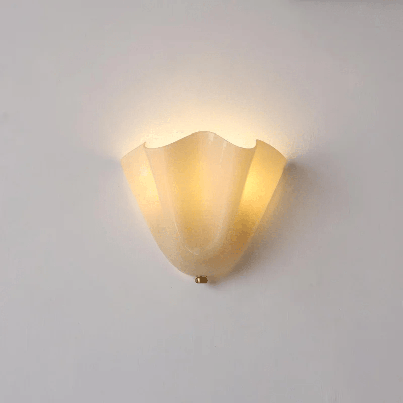 Curved Petal Glass Wall Sconce with Metal Accent for Bedroom, Hallway & Living Room – G9 LED Hardwired Modern Ambient Light Fixture