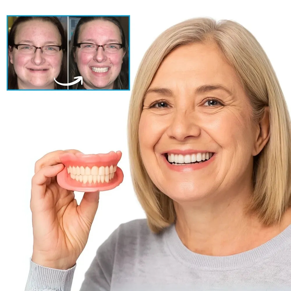 Custom-Fit Thermoplastic Denture Set – Full Upper & Lower Teeth with Moldable Fit for Everyday Comfort